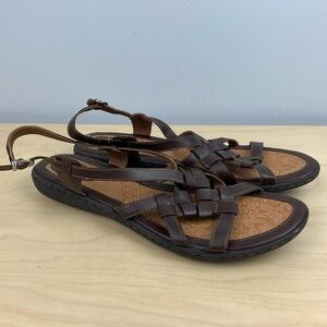 BOC Born Women’s Size 11.0 M Kesia Brown Faux Leather Strappy Sandals
